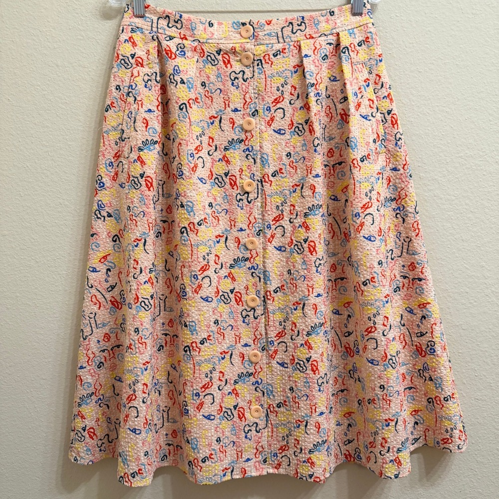 Nordstrom Multicolor Button-Front Midi Skirt
